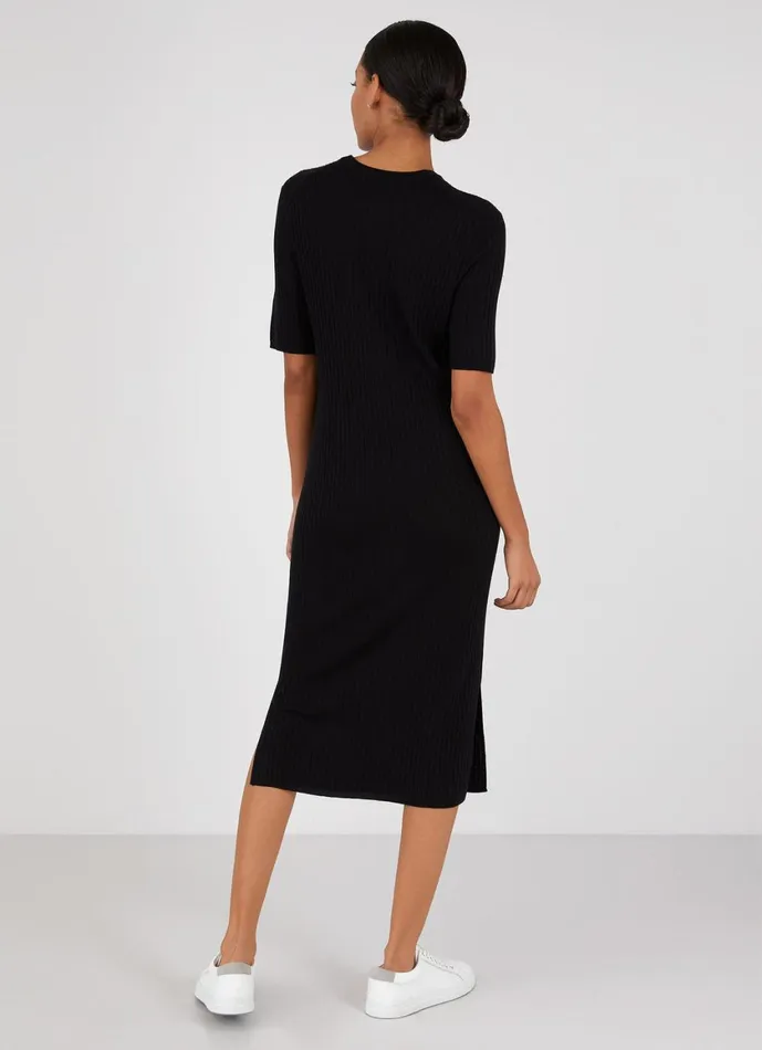 Rib Crew Dress Black Women SUNSPEL Dresses and Skirts