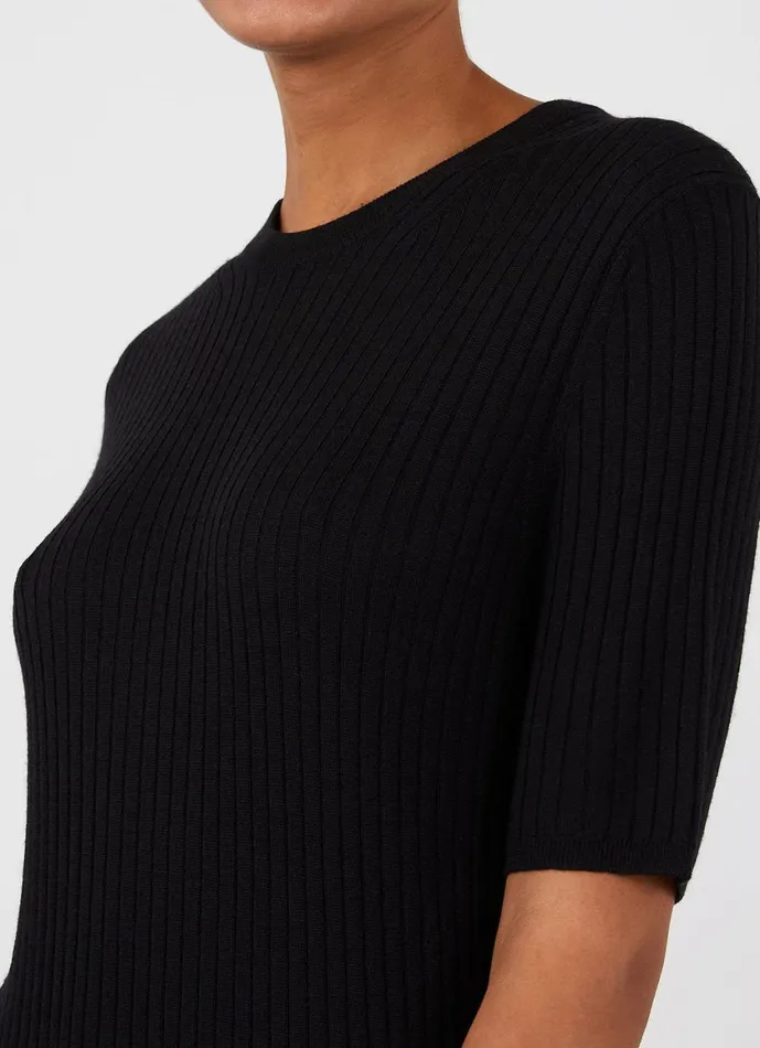 Rib Crew Dress Black Women SUNSPEL Dresses and Skirts