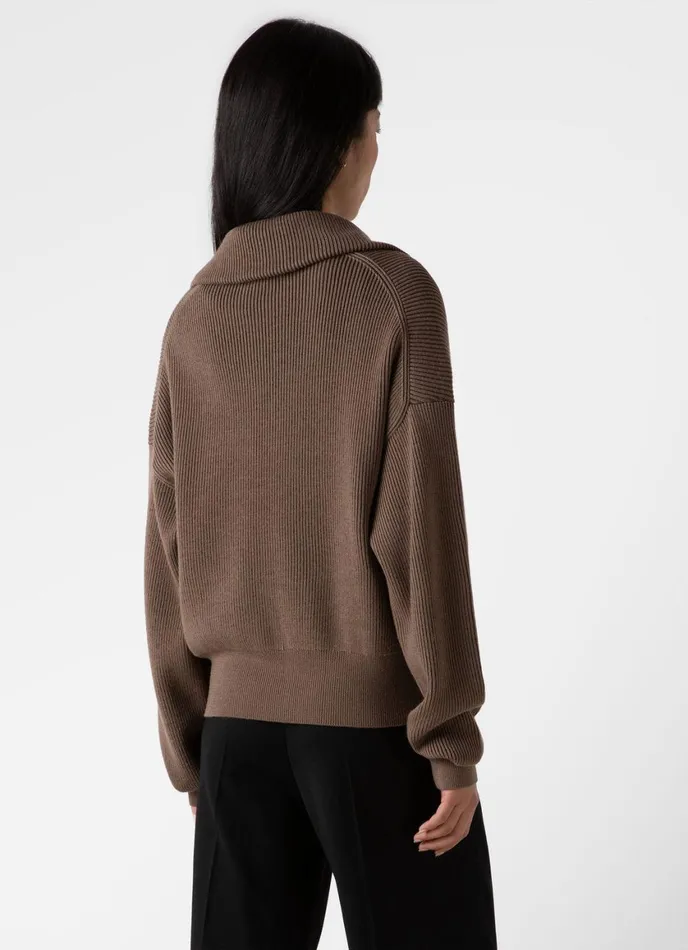 Ribbed Half Zip Jumper Cedar Women SUNSPEL Knitwear