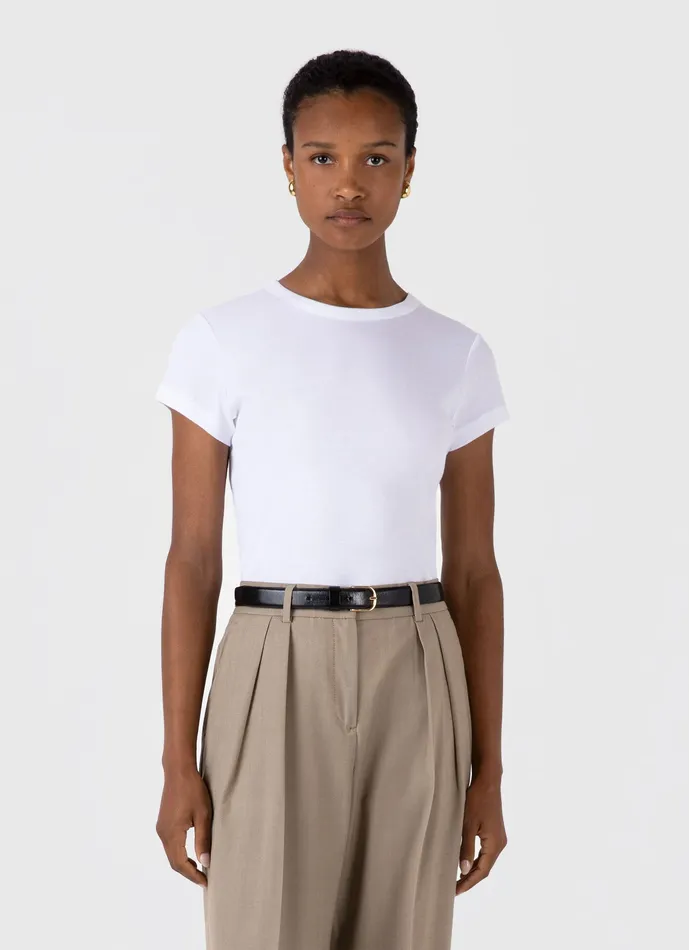 Ribbed Tshirt White Women Tshirts and Tops ussunspel