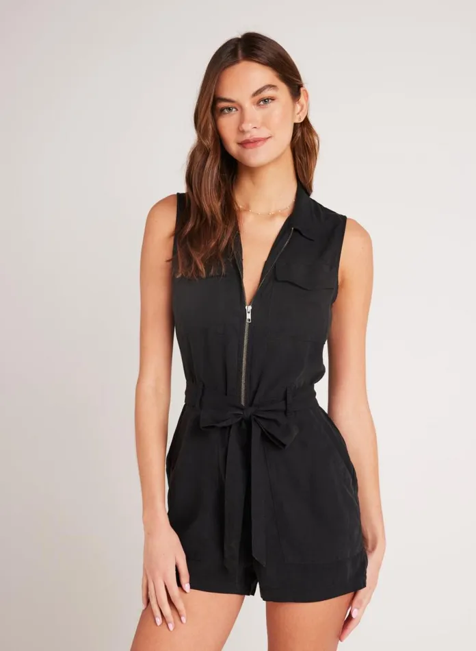 Rompers and Jumpsuits Women Bella Dahl Zip Front Romper 8211 Vintage Black