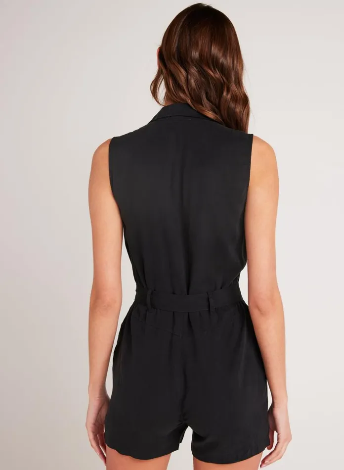 Rompers and Jumpsuits Women Bella Dahl Zip Front Romper 8211 Vintage Black Rompers and Jumpsuits Women Bella Dahl Zip Front Romper 8211 Vintage Black