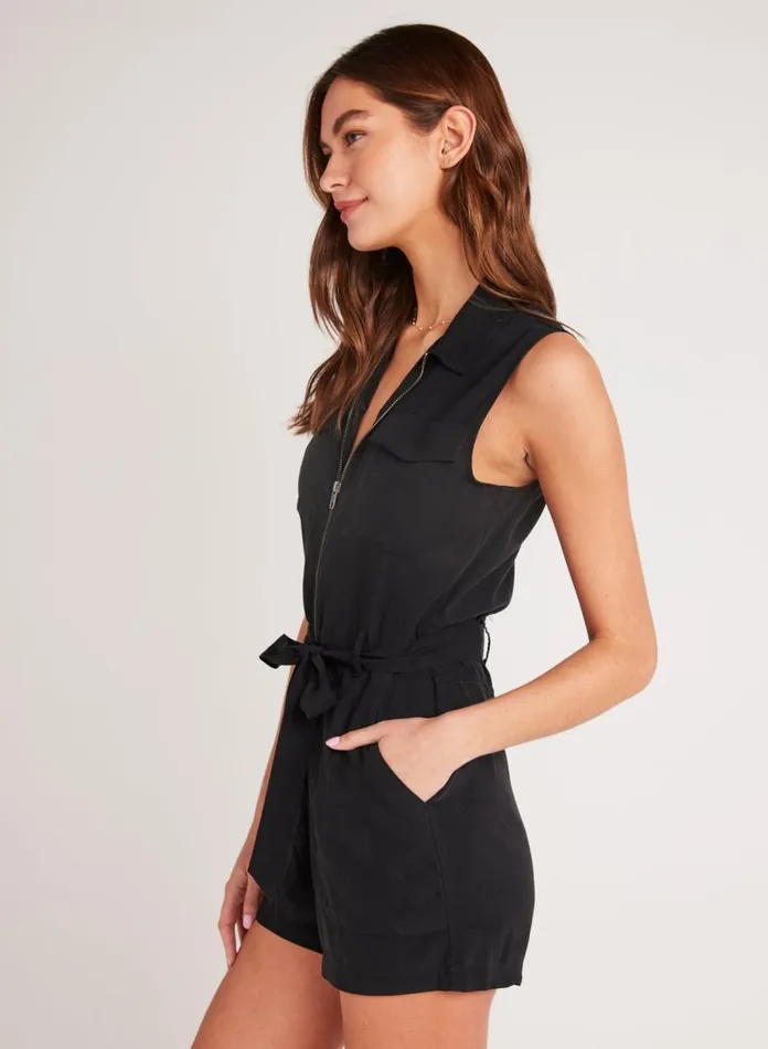 Rompers and Jumpsuits Women Bella Dahl Zip Front Romper 8211 Vintage Black Rompers and Jumpsuits Women Bella Dahl Zip Front Romper 8211 Vintage Black
