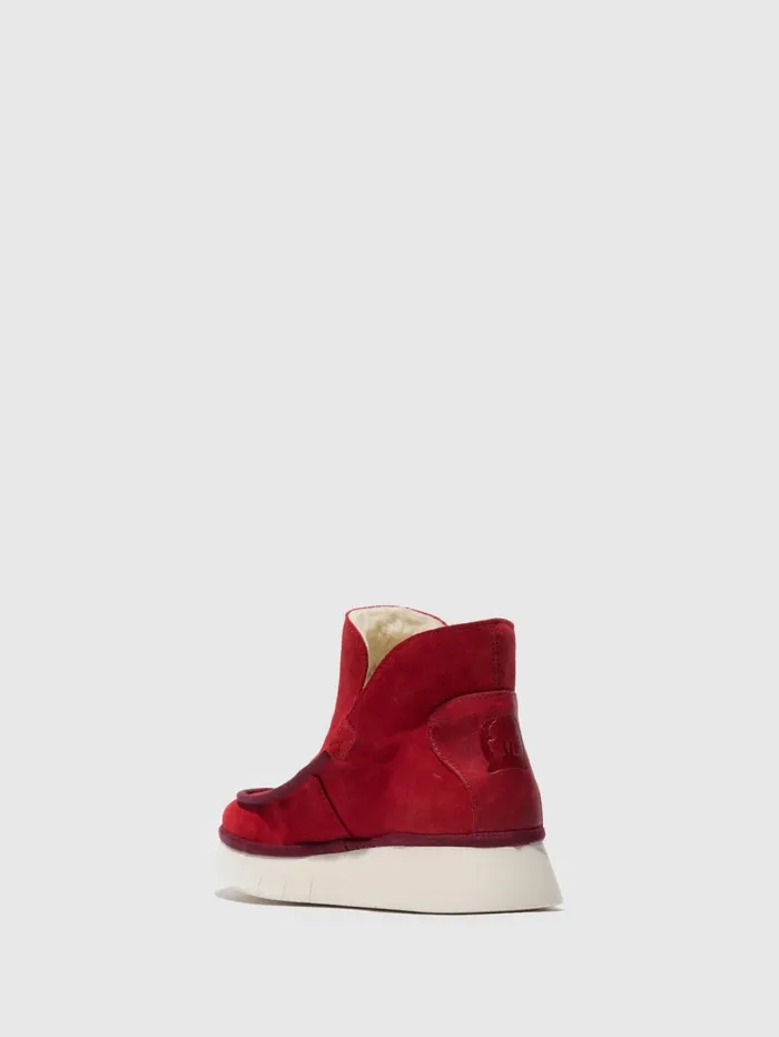 Round Toe Ankle Boots COZE348FLY SUEDERUG CARMINE RED Women Fly London Ankle Boots