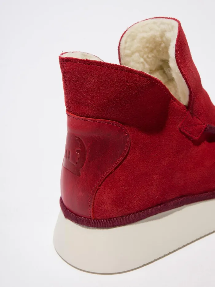 Round Toe Ankle Boots COZE348FLY SUEDERUG CARMINE RED Women Fly London Ankle Boots