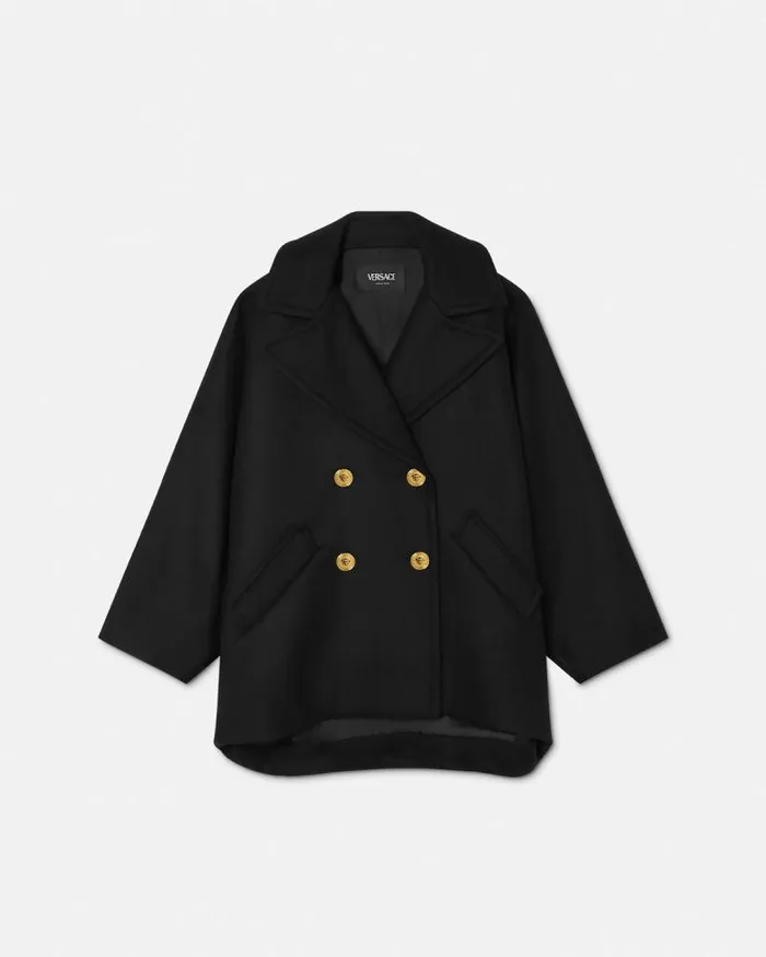Rounded Shoulders Kids Peacoat Black Children Versace Clothing