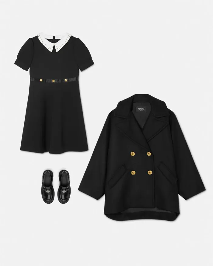 Rounded Shoulders Kids Peacoat Black Children Versace Clothing