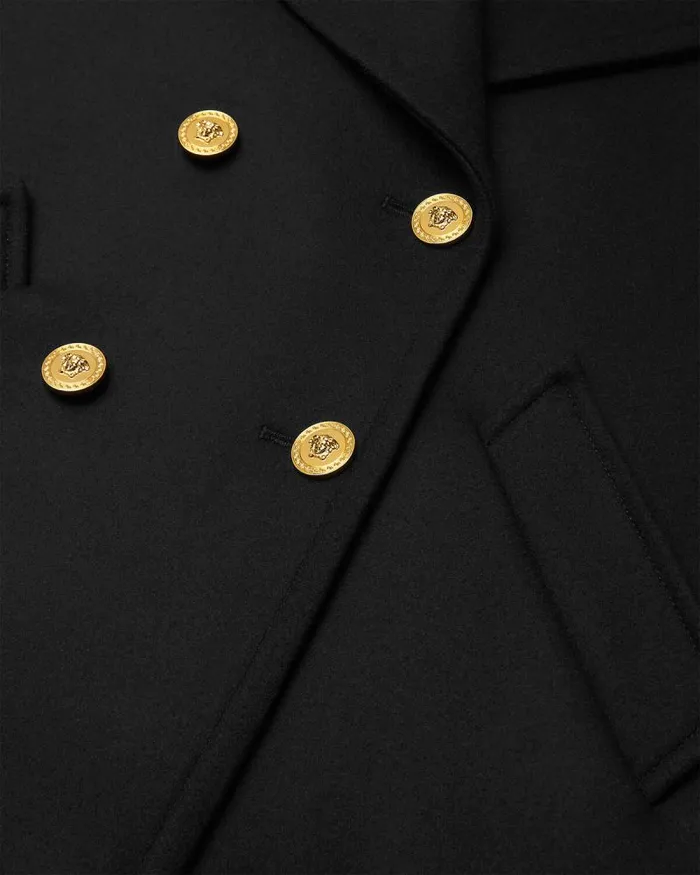 Rounded Shoulders Kids Peacoat Black Children Versace Clothing