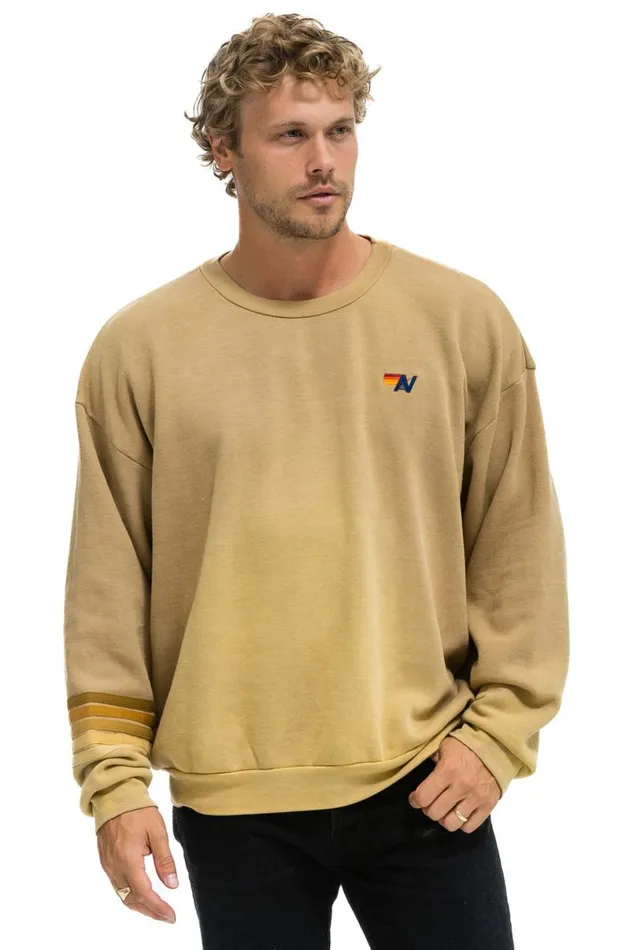 Rugby Stitch Relaxed Crew Sweatshirt 8211 Faded Tan WomenMen Aviator Nation Sweatshirts