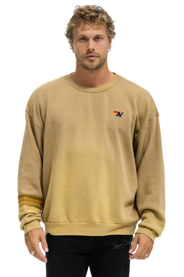 Rugby Stitch Relaxed Crew Sweatshirt 8211 Faded Tan WomenMen Aviator Nation Sweatshirts