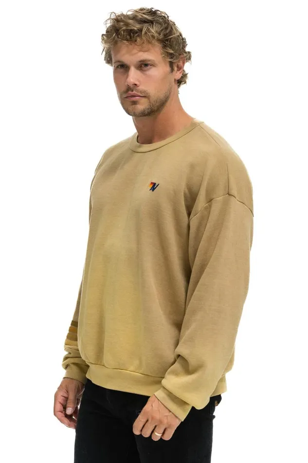 Rugby Stitch Relaxed Crew Sweatshirt 8211 Faded Tan WomenMen Aviator Nation Sweatshirts