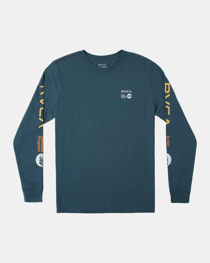 RVCA Artist Tees ANP Long Sleeve TShirt Duck Blueyellow 8211 Men