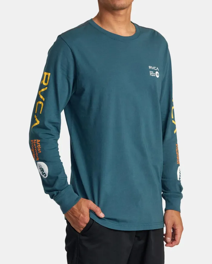 RVCA Artist Tees ANP Long Sleeve TShirt Duck Blueyellow 8211 Men RVCA Artist Tees ANP Long Sleeve TShirt Duck Blueyellow 8211 Men