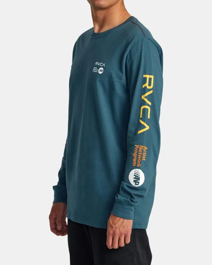 RVCA Artist Tees ANP Long Sleeve TShirt Duck Blueyellow 8211 Men RVCA Artist Tees ANP Long Sleeve TShirt Duck Blueyellow 8211 Men