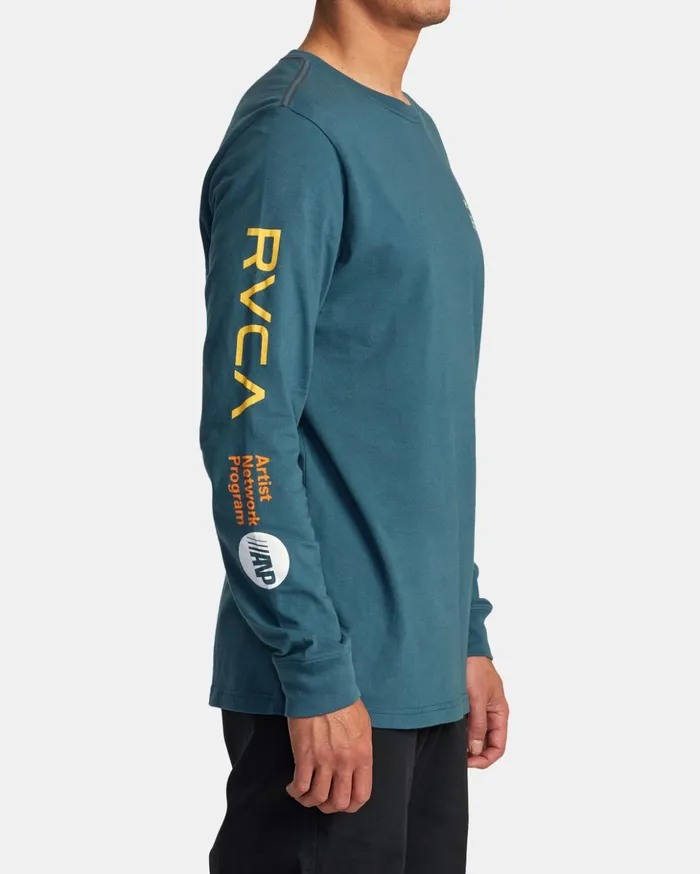 RVCA Artist Tees ANP Long Sleeve TShirt Duck Blueyellow 8211 Men RVCA Artist Tees ANP Long Sleeve TShirt Duck Blueyellow 8211 Men