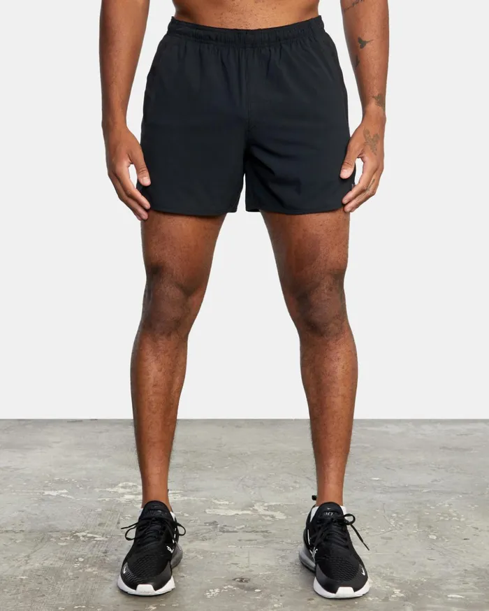 RVCA Athletic Shorts Yogger Elastic Waist Running Shorts 15034 Black 8211 Men
