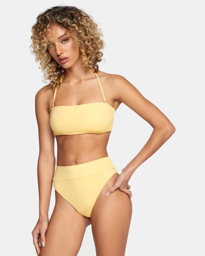 RVCA Bikini Bottoms HighRise Cheeky Bikini Bottoms Gold 8211 Women