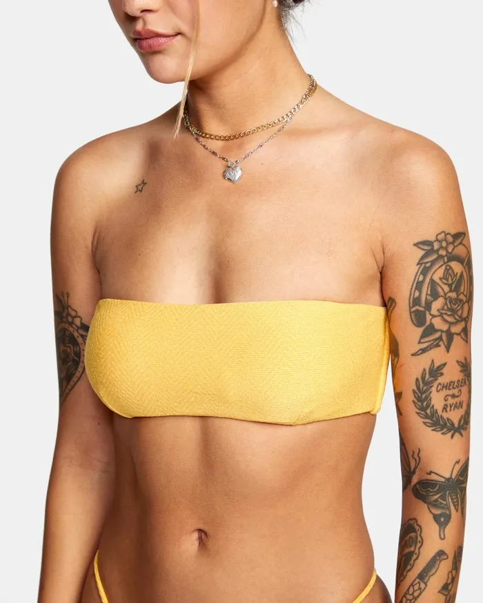 RVCA Bikini Tops Brightside Bandeau Bikini Top Marigold 8211 Women