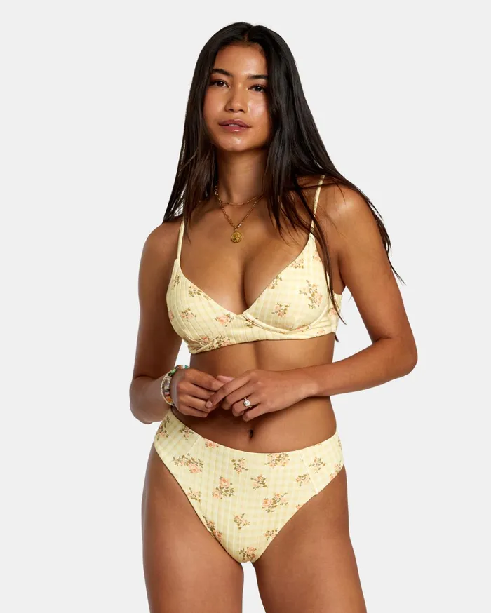 RVCA Bikini Tops Cottage Wide Rib Triangle Bikini Top Golden 8211 Women