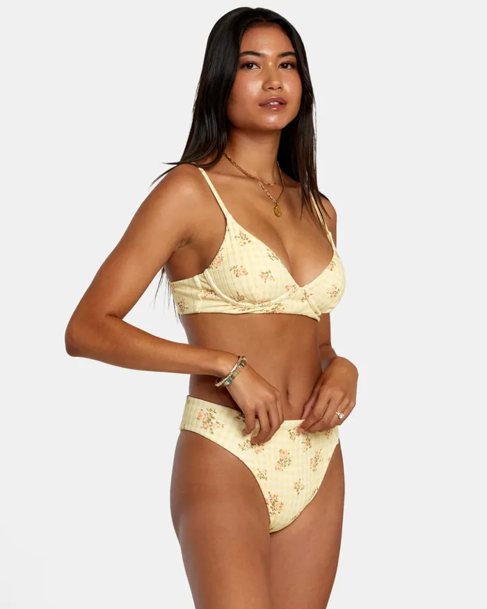 RVCA Bikini Tops Cottage Wide Rib Triangle Bikini Top Golden 8211 Women