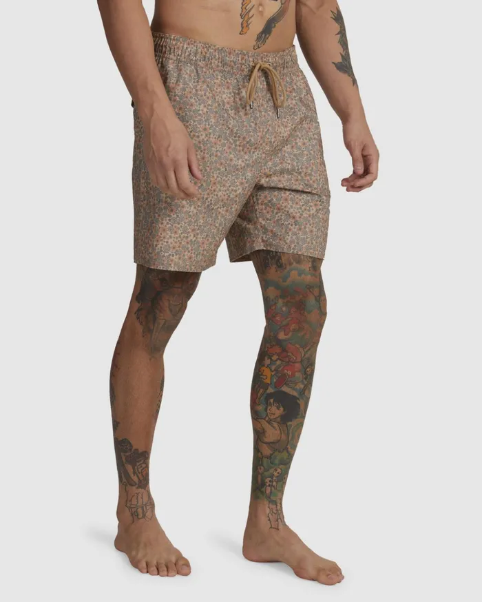 RVCA Boardshorts Barnes Elastic Waist Boardshorts 17034 Khaki 8211 Men