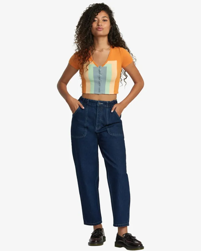 RVCA Denim Scrunchie Denim Pants Dark Indigo 8211 Women