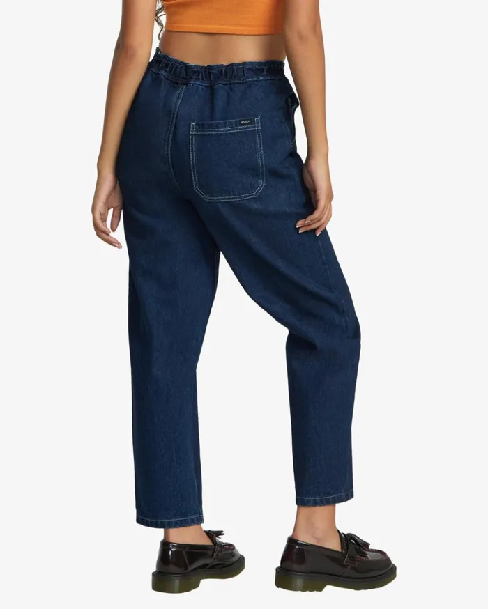 RVCA Denim Scrunchie Denim Pants Dark Indigo 8211 Women