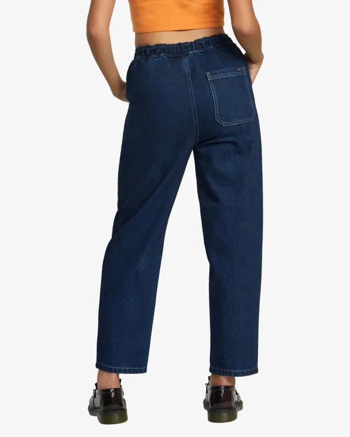 RVCA Denim Scrunchie Denim Pants Dark Indigo 8211 Women