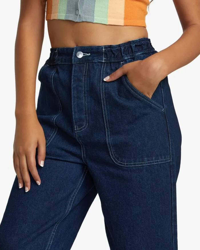 RVCA Denim Scrunchie Denim Pants Dark Indigo 8211 Women