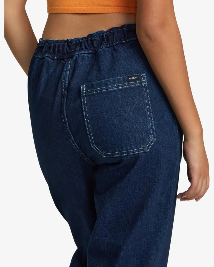 RVCA Denim Scrunchie Denim Pants Dark Indigo 8211 Women