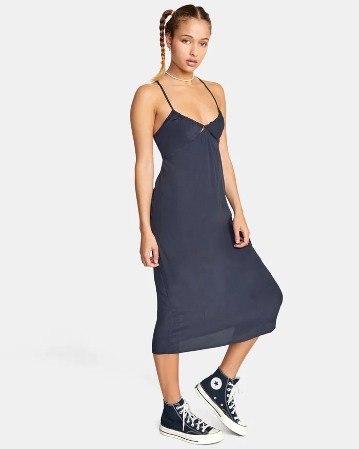 RVCA Dresses Rompers No Judgement Midi Dress Black 8211 Women