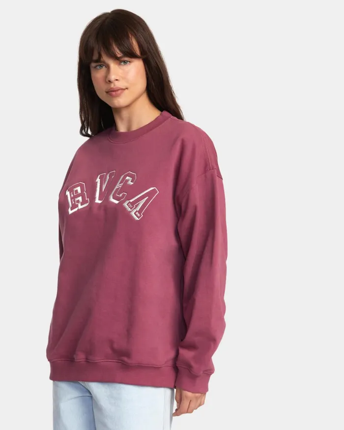 RVCA Hoodies Fleece Ivy League Sweatshirt Mulberry 8211 Women