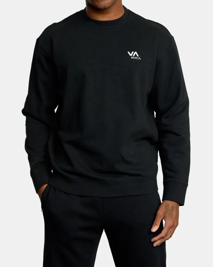 RVCA Hoodies Sweatshirts VA Essential Crewneck Sweatshirt Black 8211 Men