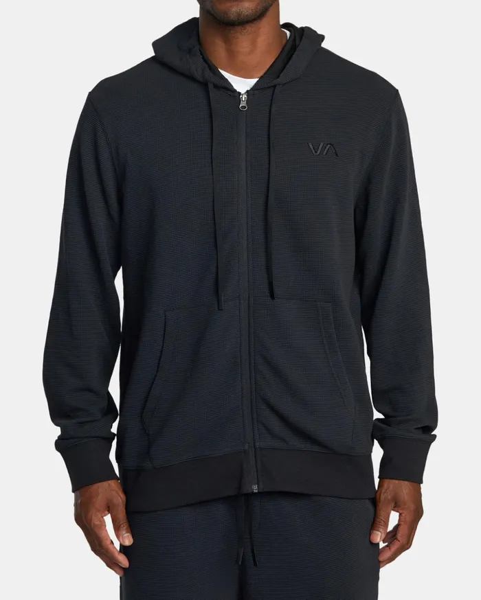 RVCA Long Sleeves CAble Waffle Knit ZipUp Hoodie Black 8211 Men