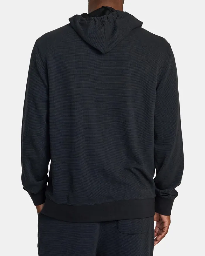 RVCA Long Sleeves CAble Waffle Knit ZipUp Hoodie Black 8211 Men