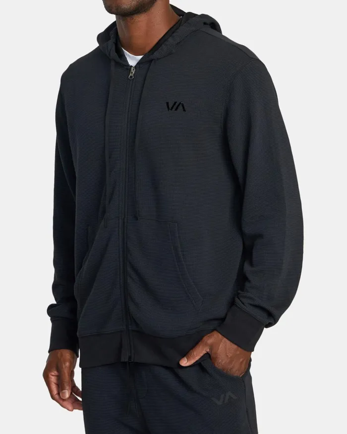 RVCA Long Sleeves CAble Waffle Knit ZipUp Hoodie Black 8211 Men