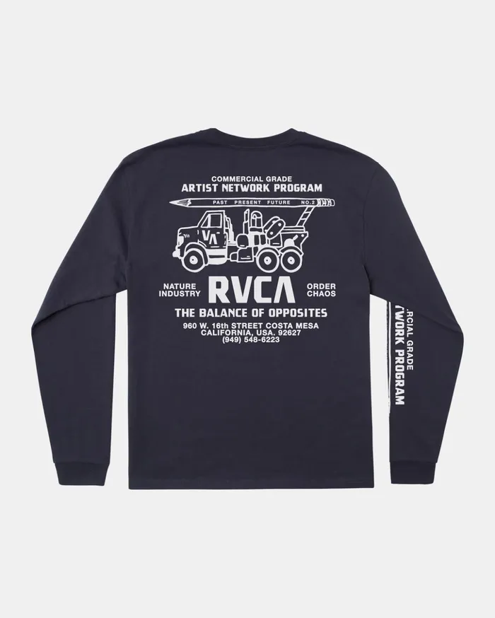 RVCA Long Sleeves Commercial Grade Long Sleeve TShirt Garage Blue 8211 Men