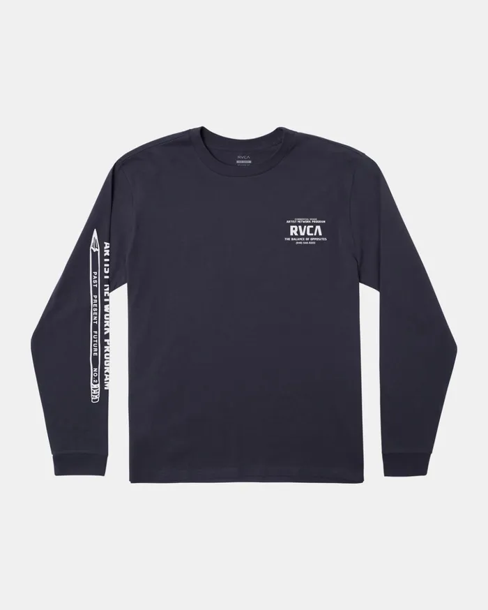 RVCA Long Sleeves Commercial Grade Long Sleeve TShirt Garage Blue 8211 Men