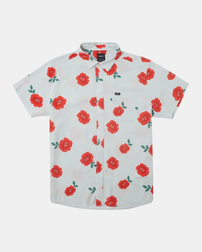 RVCA Shirts Flannels Botanical Short Sleeve Shirt Green Tea 8211 Men