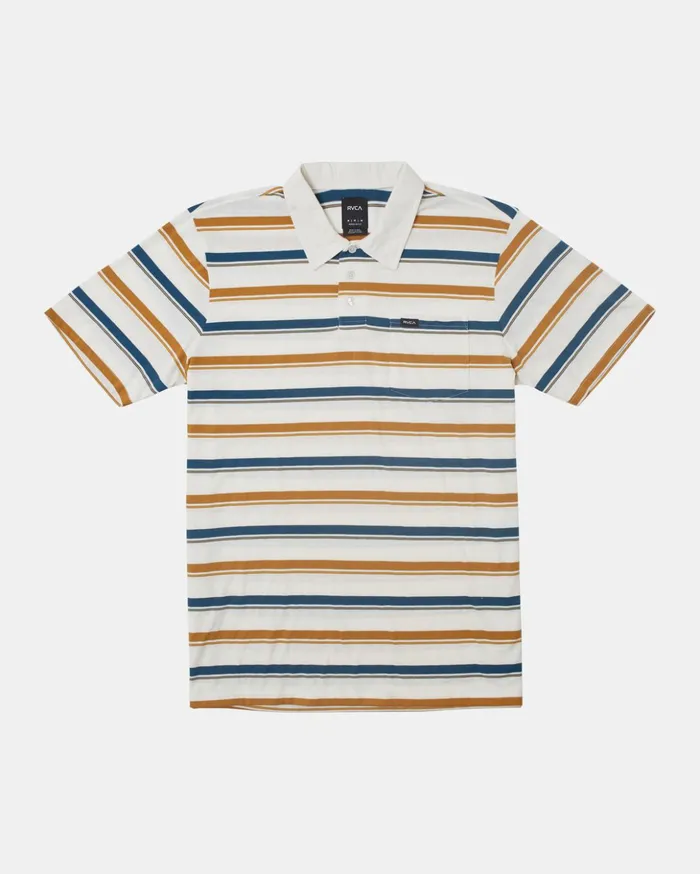 RVCA Shirts Flannels Cassady Stripe Polo Shirt Antique White 8211 Men