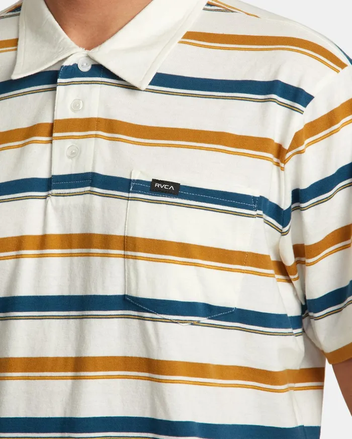RVCA Shirts Flannels Cassady Stripe Polo Shirt Antique White 8211 Men