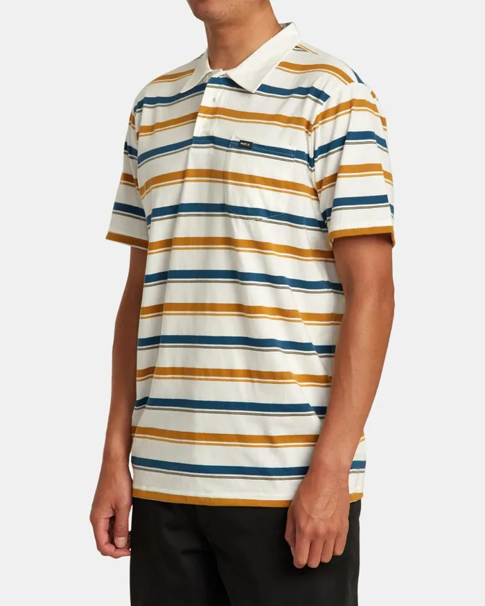 RVCA Shirts Flannels Cassady Stripe Polo Shirt Antique White 8211 Men