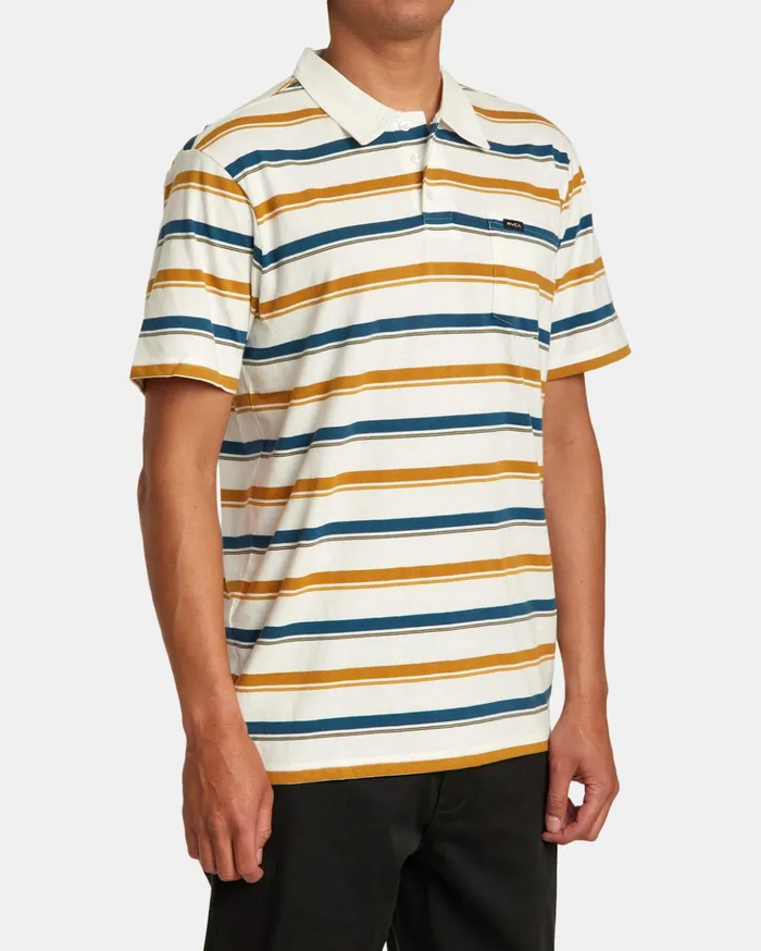 RVCA Shirts Flannels Cassady Stripe Polo Shirt Antique White 8211 Men