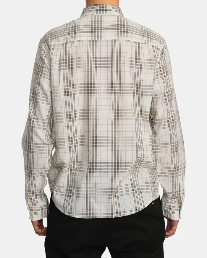 RVCA Shirts Flannels Neps Plaid Long Sleeve Shirt Natural 8211 Men