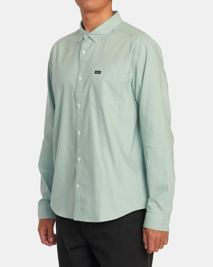 RVCA Shirts Flannels Thatll Do Micro Stripe Long Sleeve Shirt Green Haze 8211 Men RVCA Shirts Flannels Thatll Do Micro Stripe Long Sleeve Shirt Green Haze 8211 Men