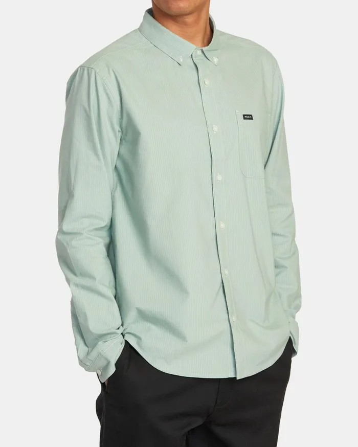 RVCA Shirts Flannels Thatll Do Micro Stripe Long Sleeve Shirt Green Haze 8211 Men RVCA Shirts Flannels Thatll Do Micro Stripe Long Sleeve Shirt Green Haze 8211 Men