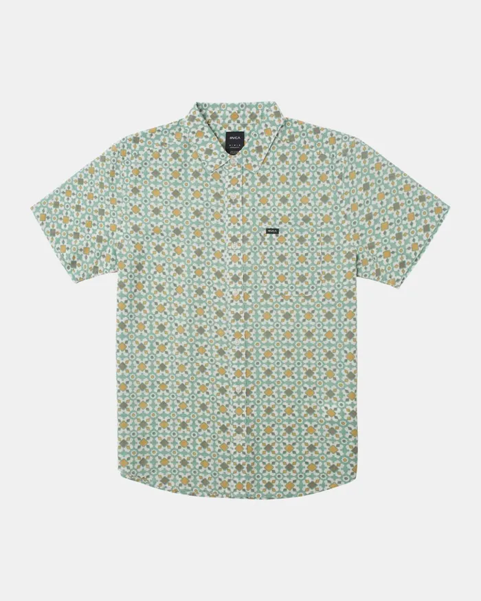 RVCA Shirts Flannels Vacationist Short Sleeve Shirt Green Haze 8211 Men