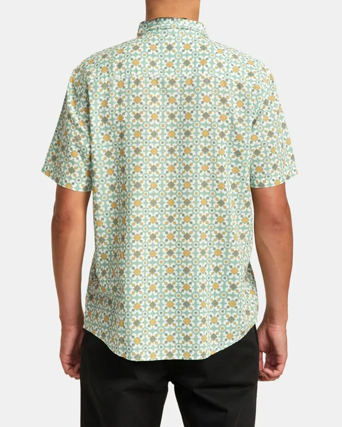 RVCA Shirts Flannels Vacationist Short Sleeve Shirt Green Haze 8211 Men