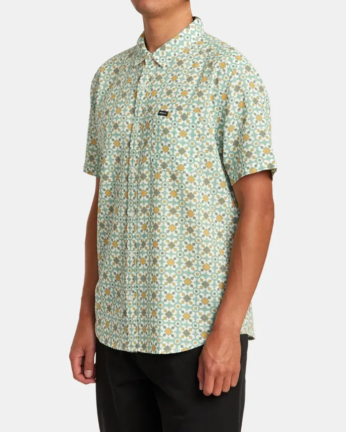 RVCA Shirts Flannels Vacationist Short Sleeve Shirt Green Haze 8211 Men