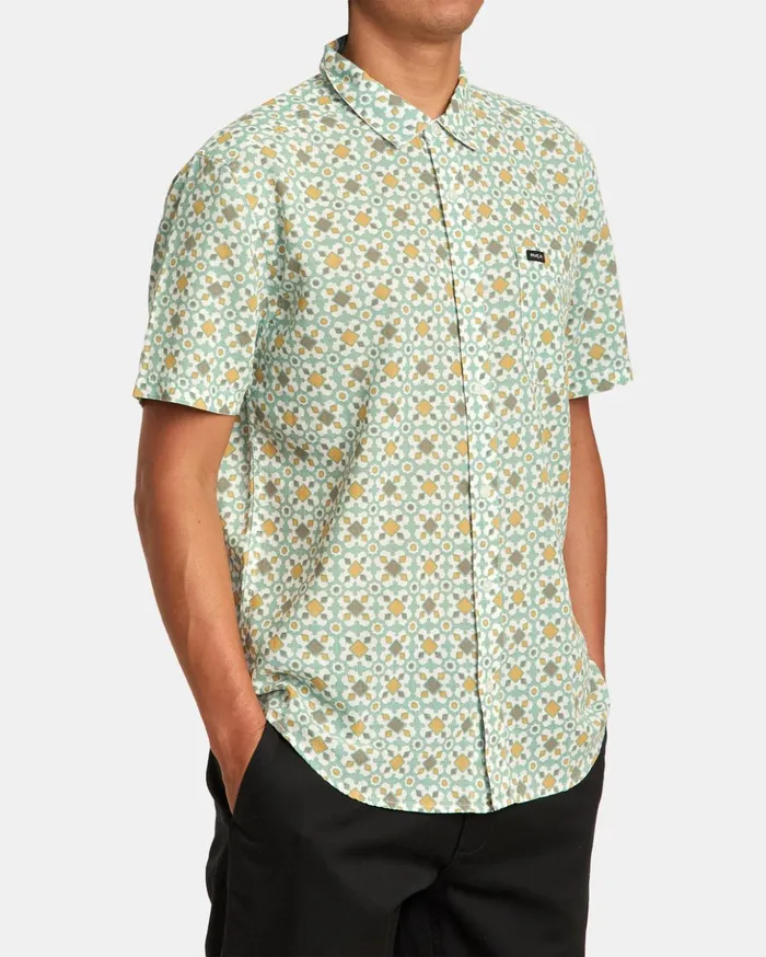 RVCA Shirts Flannels Vacationist Short Sleeve Shirt Green Haze 8211 Men